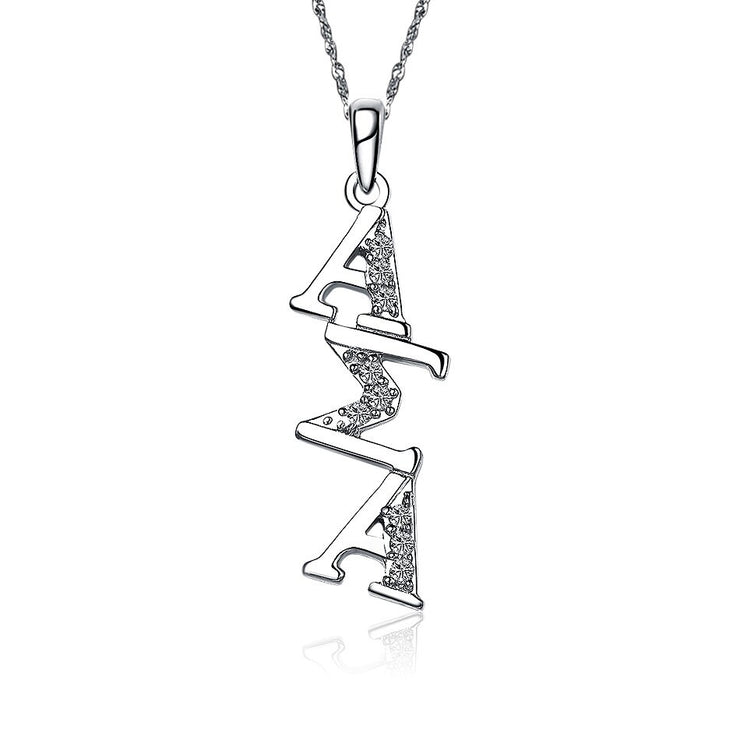 Alpha Sigma Alpha Necklace - Diagonal Design, Sterling Silver (ASA-P002)