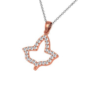 Ivy Leaf with Crystal Necklace - Sterling Silver with Rose Gold Plated