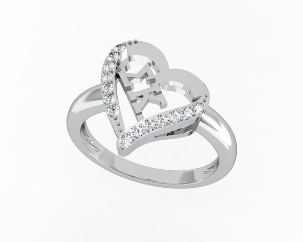 Sigma Kappa Ring - Heart Design, Sterling Silver (SK-R004)