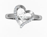 Sigma Kappa Ring - Heart Design, Sterling Silver (SK-R004)