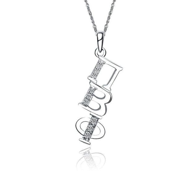 Pi Beta Phi Lavalier - Diagonal Design, Sterling Silver (PBP-P002)