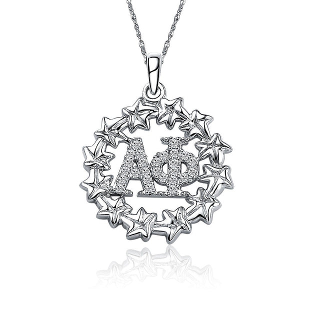 Alpha Phi Necklace, Ivy Leaf Design, Sterling Silver (P006)