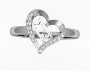 Sigma Sigma Sigma Ring, Heart Design, Sterling Silver (SSS-R002)