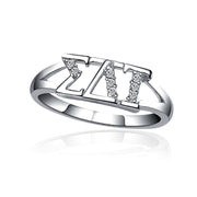 Sigma Delta Tau Ring, Horizontal Design, Sterling Silver (SDT-R001)