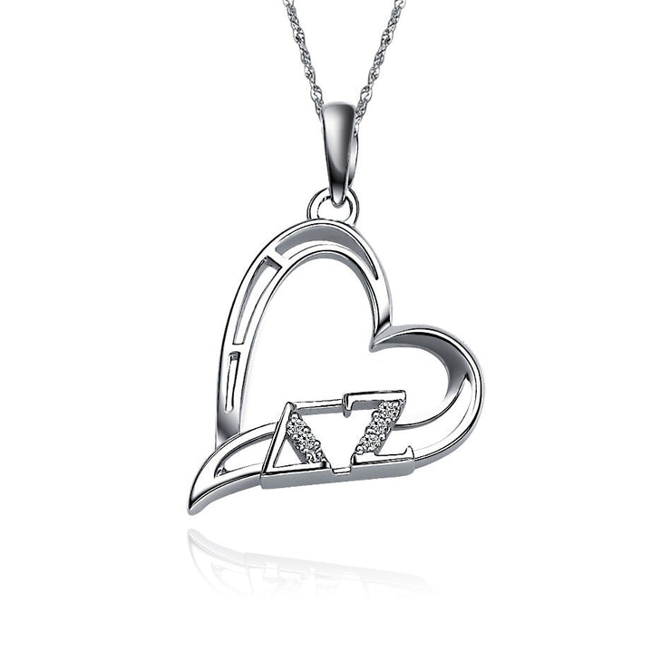 Delta Zeta Lavalier, Heart Design, Sterling Silver (DZ-P003)