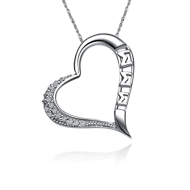 Sigma Sigma Sigma Lavalier - Embedded Heart Design Sterling Silver (SSS-P007)