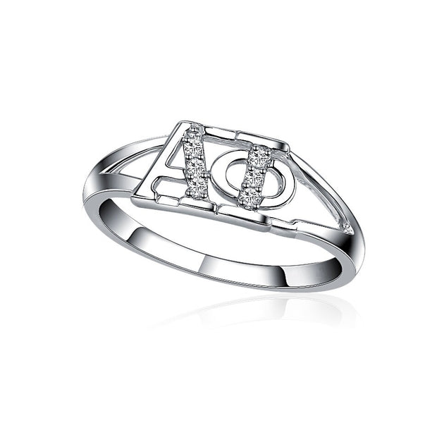 Alpha Phi Ring - Horizontal Design, Sterling Silver (AP-R001)