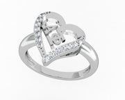Alpha Phi Ring - Heart Sterling Silver (AP-R005)