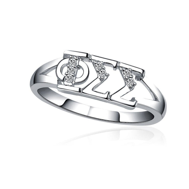 Phi Sigma Sigma Ring, Horizontal Design, Sterling Silver  (PSS-R001)