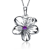 Alpha Phi Necklace, Flower Design, Sterling Silver (M004)
