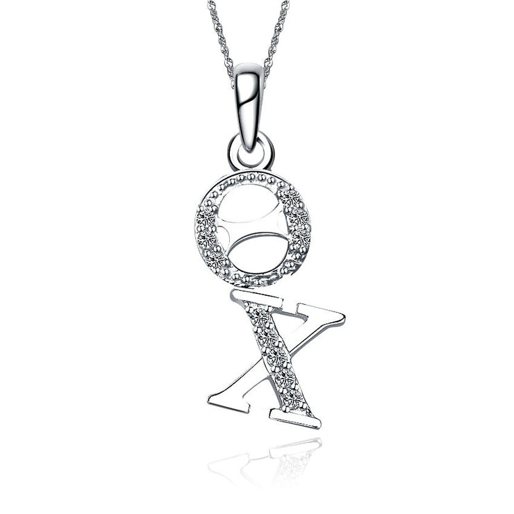 Theta Chi Lavalier for Sweetheart - Sterling Silver; with 18" Silver Chain (TC-P002)