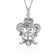 Kappa Kappa Gamma Necklace - Crest Design, Sterling Silver (KKG-P018)