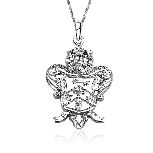 Kappa Kappa Gamma Necklace - Crest Design, Sterling Silver (P018)