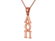 Alpha Omicron Pi Necklace - Sterling Silver with Rose Gold Plating / AOPi Necklace / AOPi Lavalier / Big Little Gift / Sorority Jewelry