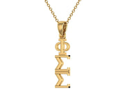 Phi Sigma Sigma Pendant, Sterling Silver with Yellow Gold Plating