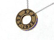 Sigma Gamma Rho Necklace - Eternity Love Design Sterling Silver with Blue Crystal
