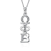 Omega Phi Beta Necklace - Vertical Design, Sterling Silver (OPB-P001)