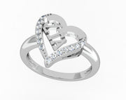 Zeta Tau Alpha Ring - Heart Shape Design Sterling Silver (ZTA-R002)
