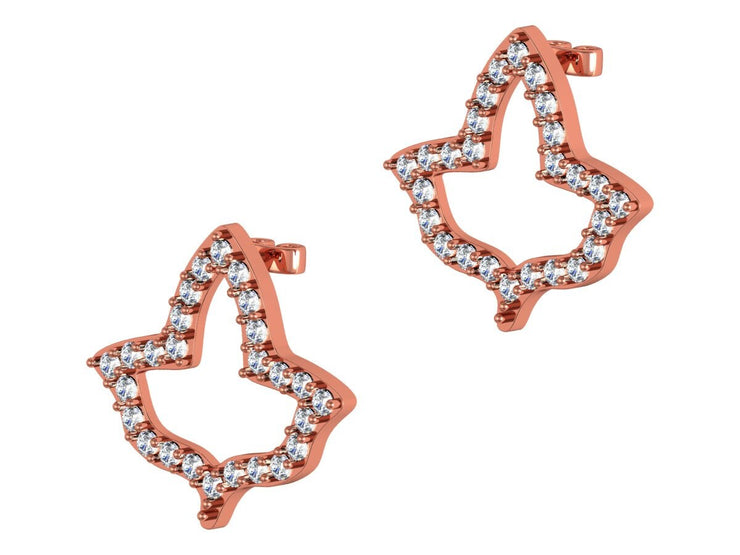 ALPHA KAPPA ALPHA Ivy Outline Sterling Silver Earring with Rose Gold Plated AKA-(E005)