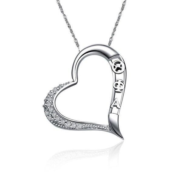 Theta Phi Alpha Lavalier - Embedded Heart Design Sterling Silver  (P004)