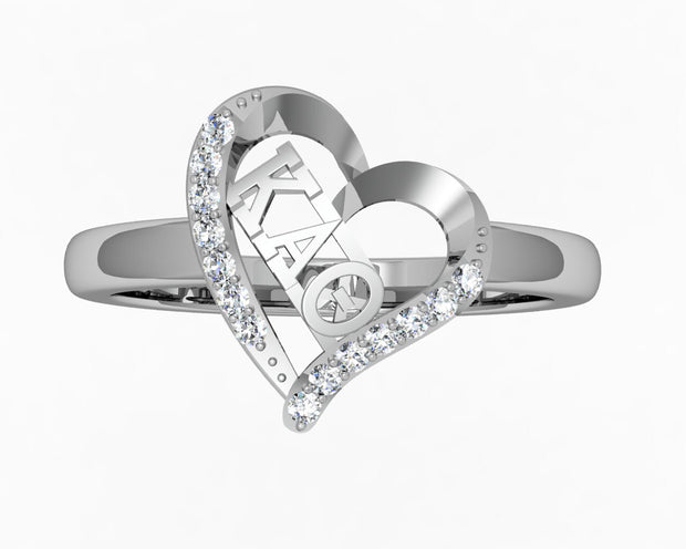 Kappa Alpha Theta Ring - Heart Shape Design Sterling Silver (R002)