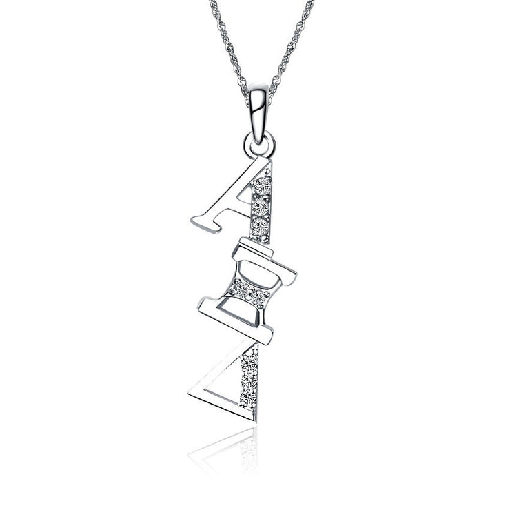 Alpha Xi Delta Lavalier - Diagonal Design, Sterling Silver (AXD-P002)