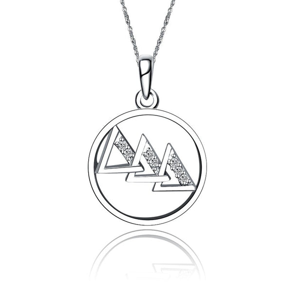 Delta Delta Delta Lavalier, Circular Design, Sterling Silver (P003)