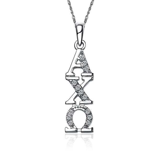 Alpha Chi Omega Lavalier - Vertical Design Sterling Silver  (ACO-P001)