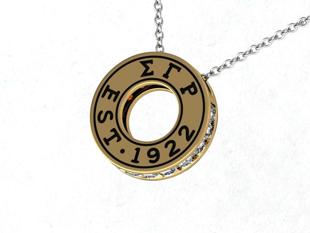 Sigma Gamma Rho Necklace - Eternity Love Design Sterling Silver with White Crystal