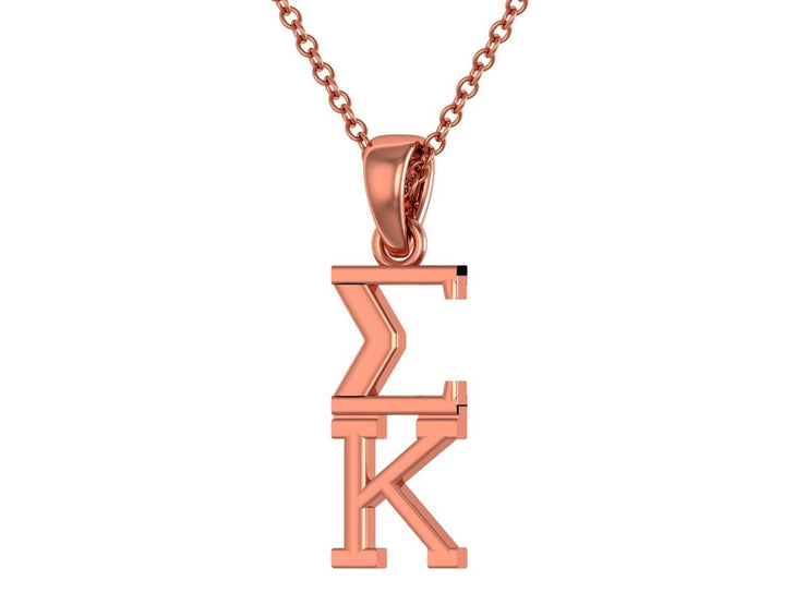 Sigma Kappa Necklace  Sterling Silver with Rose Gold Plating/ Sig Kap Lavalier / Big Little Gift / Sorority Jewelry /SK Gifts
