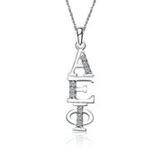 Alpha Epsilon Phi Necklace, Vertical Design, Sterling Silver (AEP-P001)