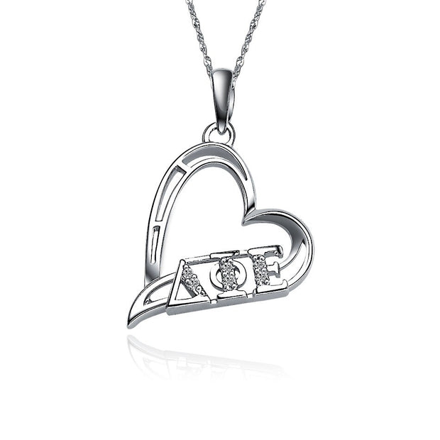 Delta Phi Epsilon Lavalier - Heart Shape Design, Sterling Silver (P004)