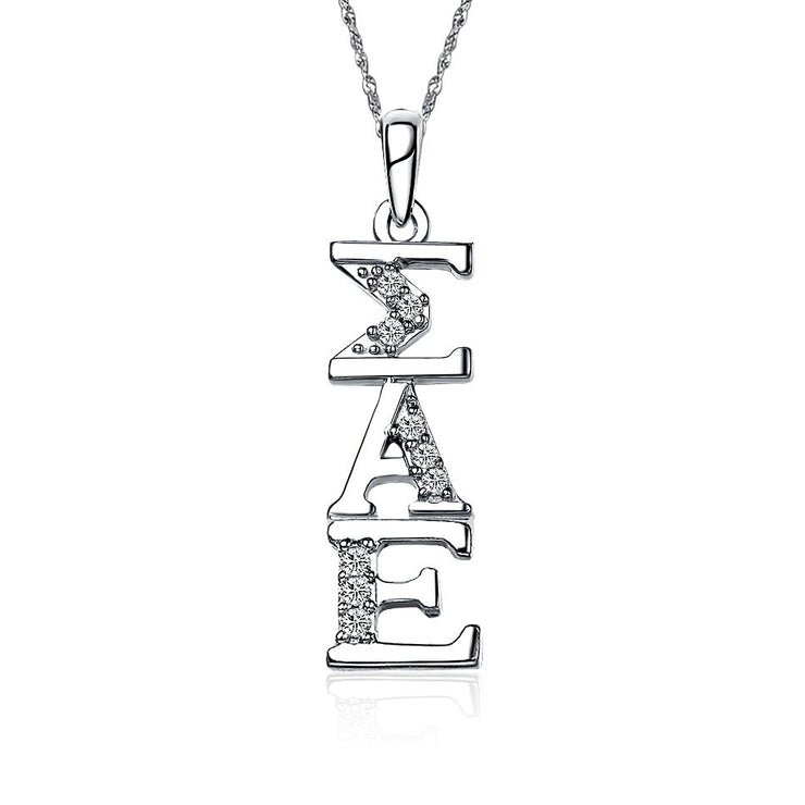 Sigma Alpha Epsilon Lavalier for Sweetheart - Sterling Silver; with 18" Silver Chain (SAE-P001)
