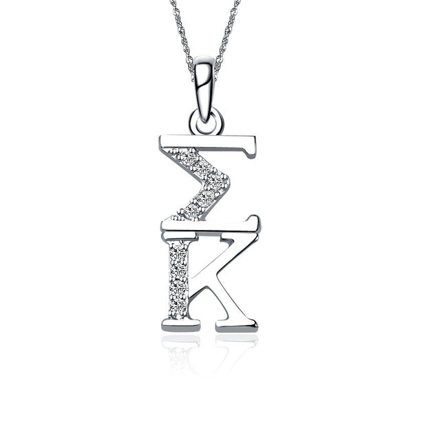 Sigma Kappa Lavalier,  Vertical Design, Sterling Silver (SK-P001)