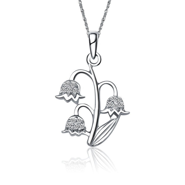 Alpha Epsilon Phi Necklace - Lily of the Valley Design, Sterling Silver (M008)