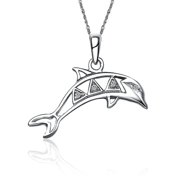 Delta Delta Delta Dolphin Lavalier - Sterling Silver (M027)
