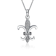 Kappa Kappa Gamma Necklace - Fleur-de-Lis Design, Sterling Silver (M016)