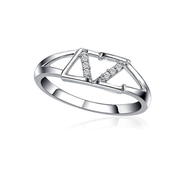 Delta Zeta Ring - Horizontal Design, Sterling Silver (DZ-R001)
