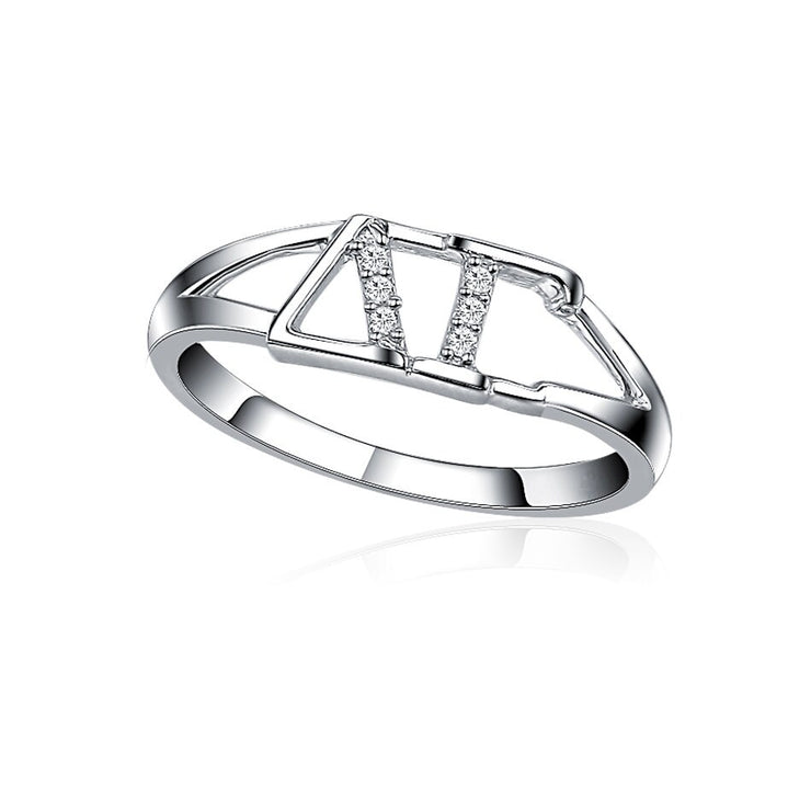 Delta Gamma Ring, Horizontal Design, Sterling Silver (DG-R001)