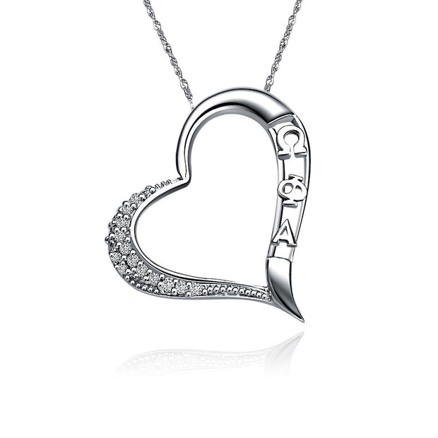 Omega Phi Alpha Lavalier - Embedded Heart Design Sterling Silver (OPA-P004)