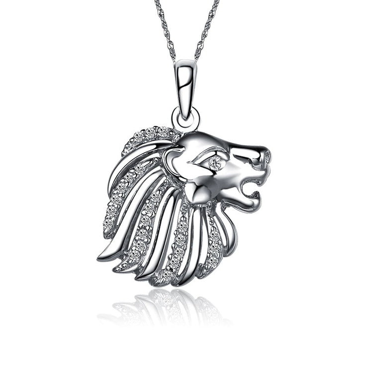 Alpha Delta Pi Necklace, Lion Design, Sterling Silver (M024)