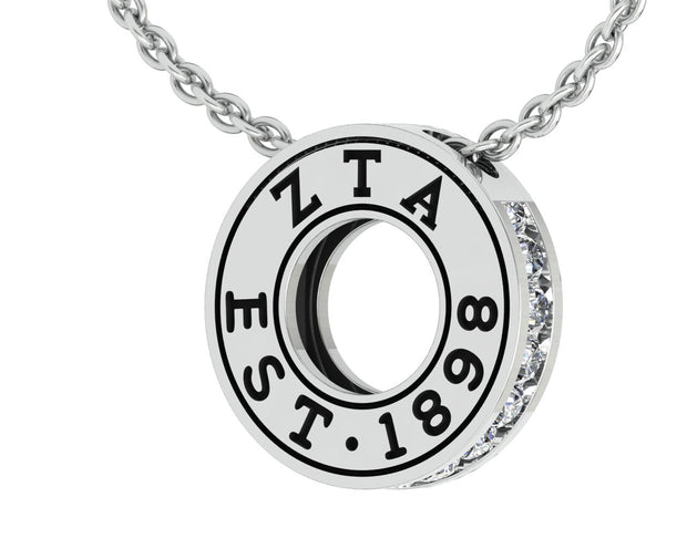 Zeta Tau Alpha Lavalier, Eternity Love Design, Sterling Silver (P007)
