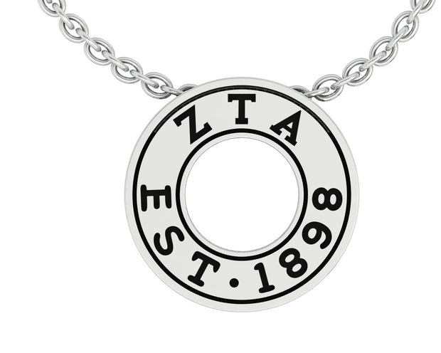 Zeta Tau Alpha Lavalier, Eternity Love Design, Sterling Silver (P007)