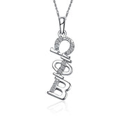 Omega Phi Beta Necklace - Diagonal Design, Sterling Silver (OPB-P002)
