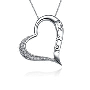 Kappa Alpha Theta Necklace - Embedded Heart Design, Sterling Silver (KAT-P004)