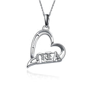 Omega Phi Alpha Necklace - Heart Shape Design, Sterling Silver (OPA-P003)