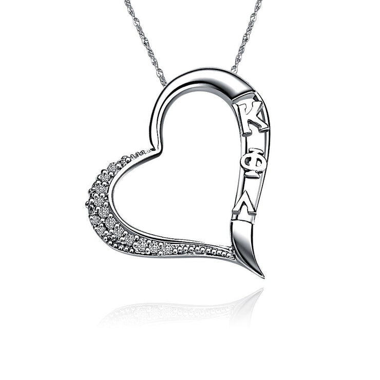 Kappa Phi Lambda Necklace - Embedded Heart Design, Sterling Silver (KPL-P004)