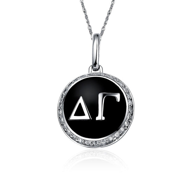 Delta Gamma Necklace - Circular Design, Sterling Silver (P005)