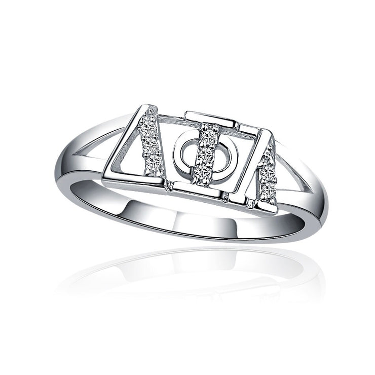 Delta Phi Lambda Ring - Horizontal Design, Sterling Silver (DPL-R001)
