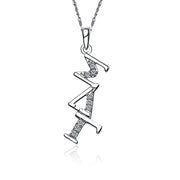Sigma Lambda Gamma Necklace - Diagonal Design, Sterling Silver (SLG-P002)
